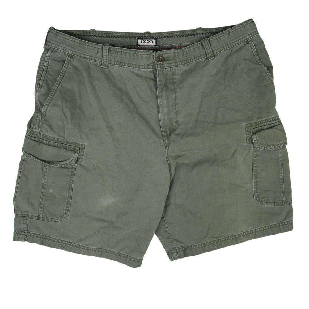 IZOD Cargo Shorts Mens 40x10 Olive Green Cotton Utility Gorpcore Outdoor Casual
